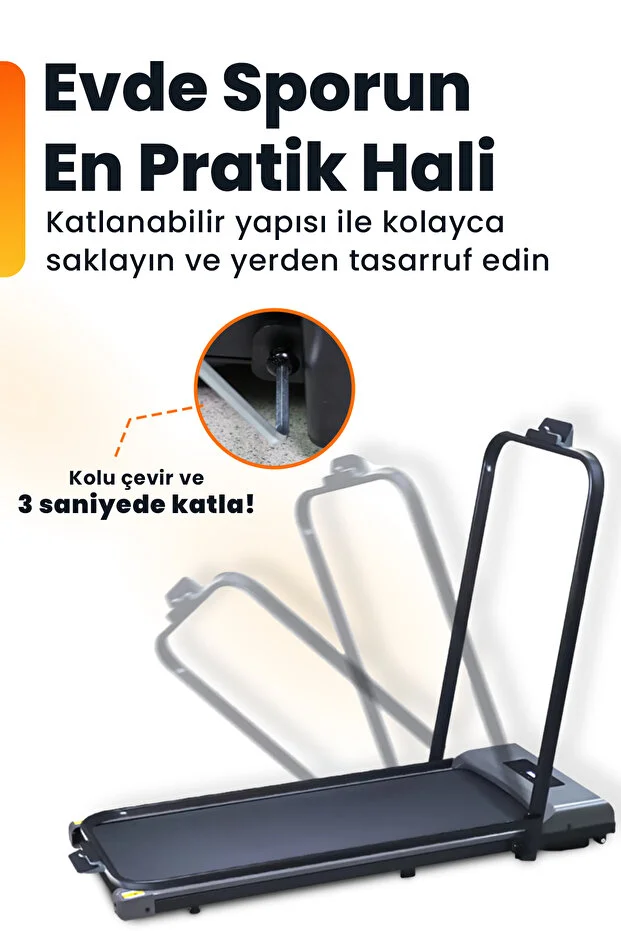 Bluetoothlu Katlanabilir Uzaktan Kumandalı Yürüme ve Koşu Bandı | Portatif Sessiz Akıllı Kullanım